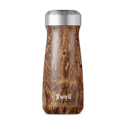 S'well Stainless Steel Traveler 16 Fl Oz Teakwood | Keeps Drinks Cold 24H & Hot 12H, BPA-Free thumbnail 1