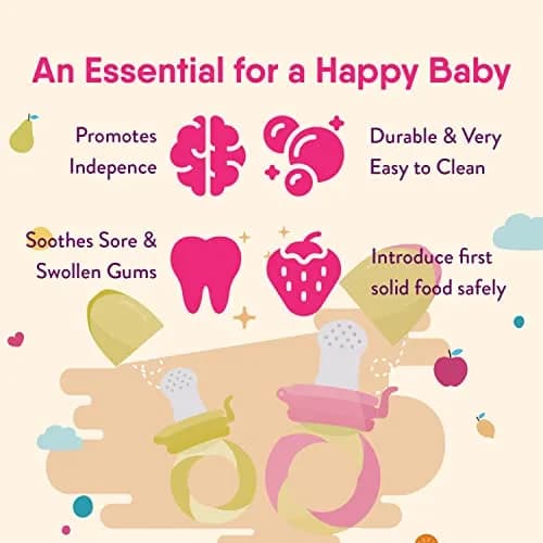 NatureBond Baby Food Feeder/Fruit Feeder Pacifier Nibbler (2 Pack) in Appetizing Colors | Teething & Weaning Support thumbnail 6