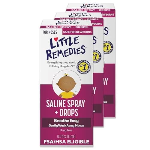 Little Remedies Sterile Baby Saline Nasal Spray and Drops 0.5 Fl Oz (15ml) 3-Pack | Pediatrician-Recommended for Stuffy Noses thumbnail 1