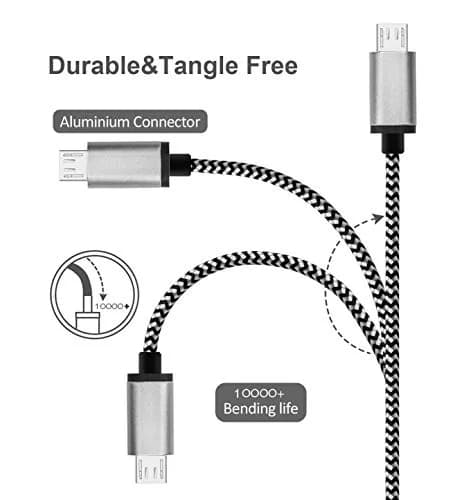 RoFI Black Micro USB Cable 4.57m (15ft) | Fast Charging 3A, Durable Nylon Braided Cord thumbnail 2