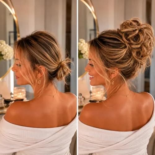 CAISHA Synthetic Scrunchie Donut Hair Piece Updo Brown Blond Mix G32E | Heat-Resistant, Washable, Real-Hair Feel thumbnail 9