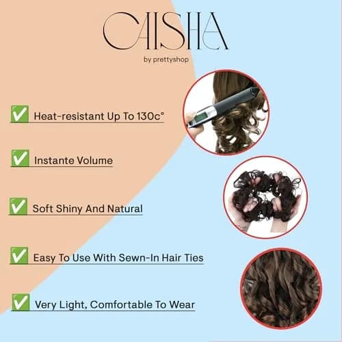 CAISHA Synthetic Scrunchie Donut Hair Piece Updo Brown Blond Mix G32E | Heat-Resistant, Washable, Real-Hair Feel thumbnail 3