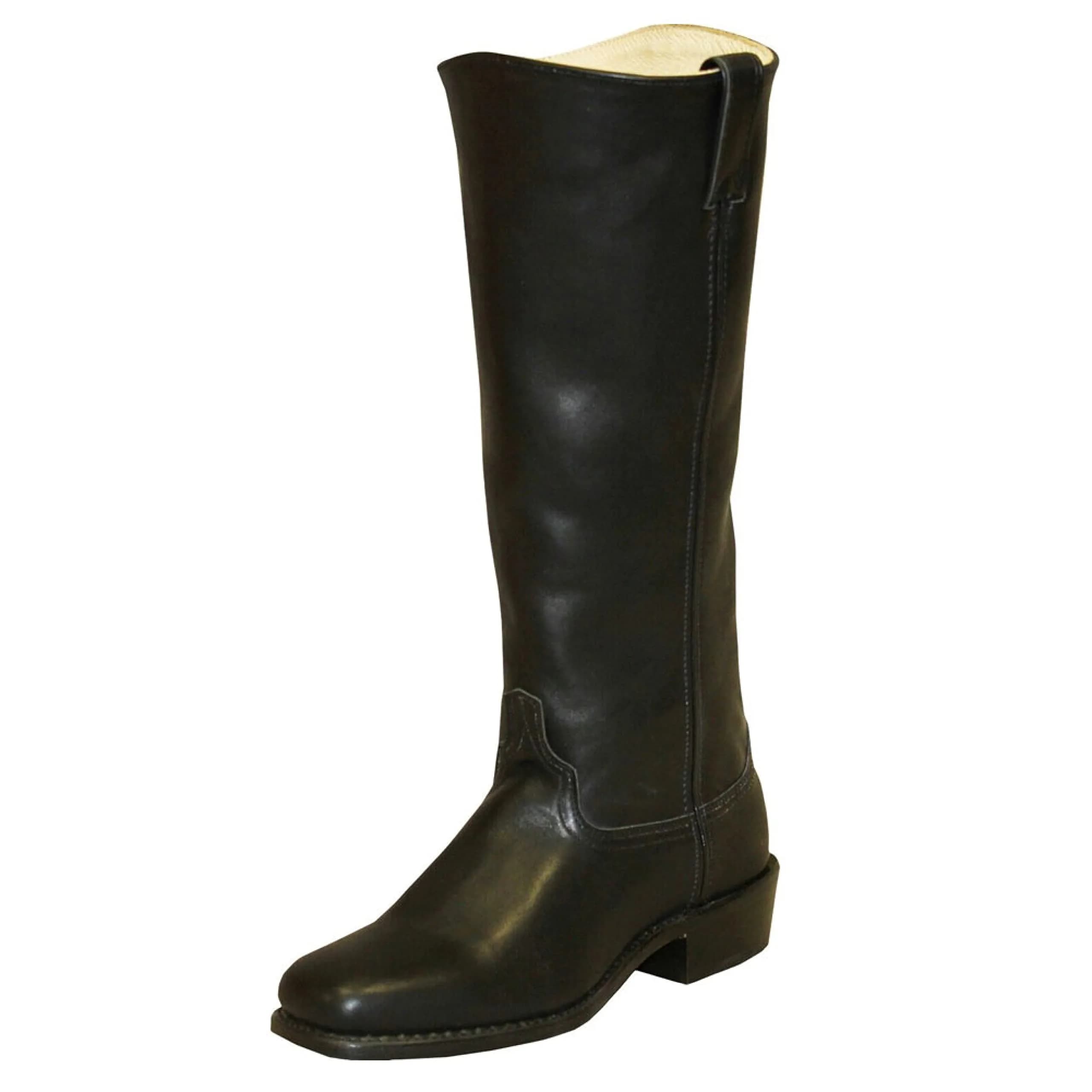 Abilene Men's Leather Cowboy Boots Broad Square Toe 11.5 Wide | Western Style, 16" Shaft — Black / 10 Wide