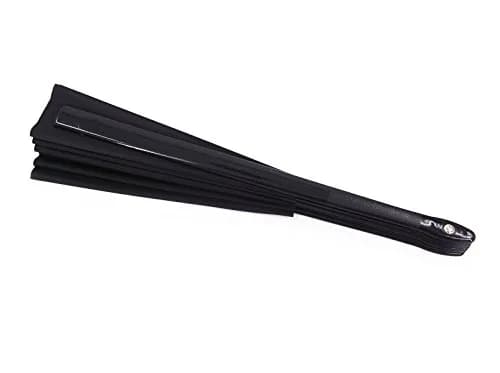 Amajiji Large Folding Fan Black | Elegant Japanese/Chinese Hand Fan for Women (35cm) thumbnail 7