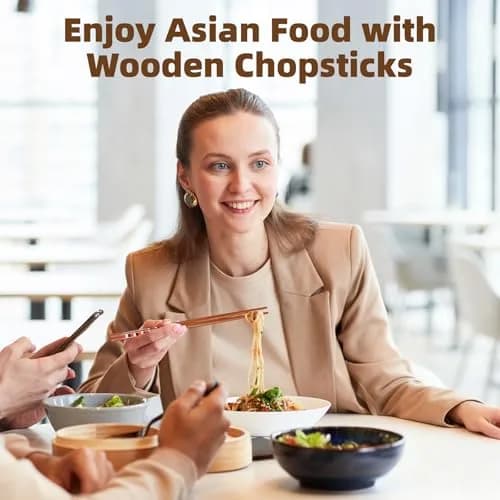 Antner Handmade Japanese Natural Wooden Chopsticks Gift Set with Box, 5 Pairs, 22.8 cm (9 inches) thumbnail 4