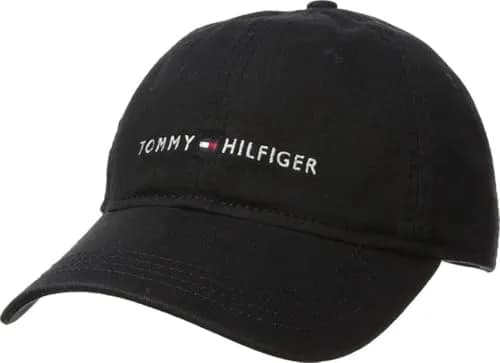 Tommy Hilfiger Men's Logo Dad Baseball Cap | Classic Cotton Adjustable Hat in Black thumbnail 1
