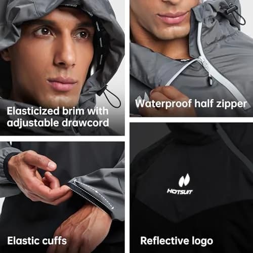 HOTSUIT Sauna Suit for Men Weight Loss Sweat Suits Jacket Pant Gym Workout, Gray, Medium | Sweat 5x More thumbnail 5