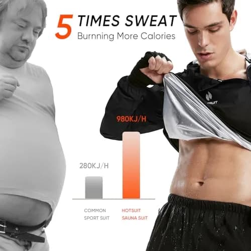 HOTSUIT Men's Sauna Suit Jacket & Pants Black M | Accelerates Sweat for Weight Loss & Body Shaping thumbnail 7