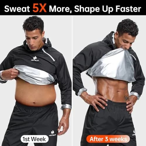 HOTSUIT Men's Sauna Suit Jacket & Pants Black M | Accelerates Sweat for Weight Loss & Body Shaping thumbnail 3