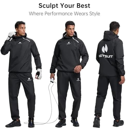 HOTSUIT Men's Sauna Suit Black 3XL | Sweat-Inducing Workout Gear for Enhanced Perspiration thumbnail 2