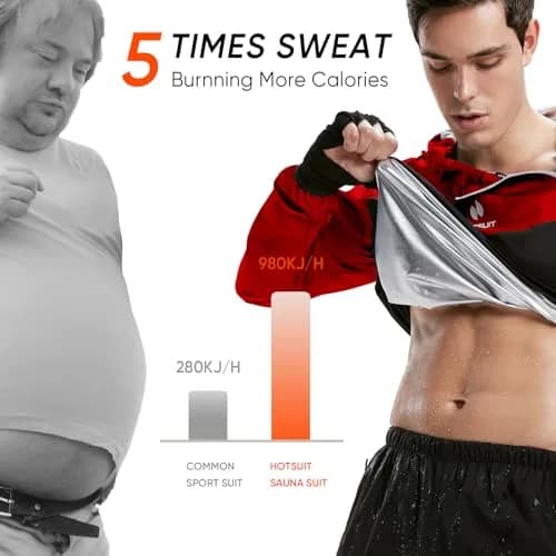 HOTSUIT Men & Women Sauna Suit Set | Red, 3XL (0.54 kg) thumbnail 7