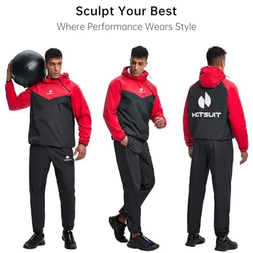 HOTSUIT Men & Women Sauna Suit Set | Red, 3XL (0.54 kg) thumbnail 2