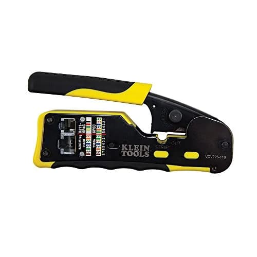 Klein Tools VDV226-110 Ratcheting Modular Data Cable Crimper, Wire Stripper & Cutter for RJ11/RJ12 & RJ45 Pass-Thru Connectors | 14.4 oz (408 g) Tool thumbnail 1