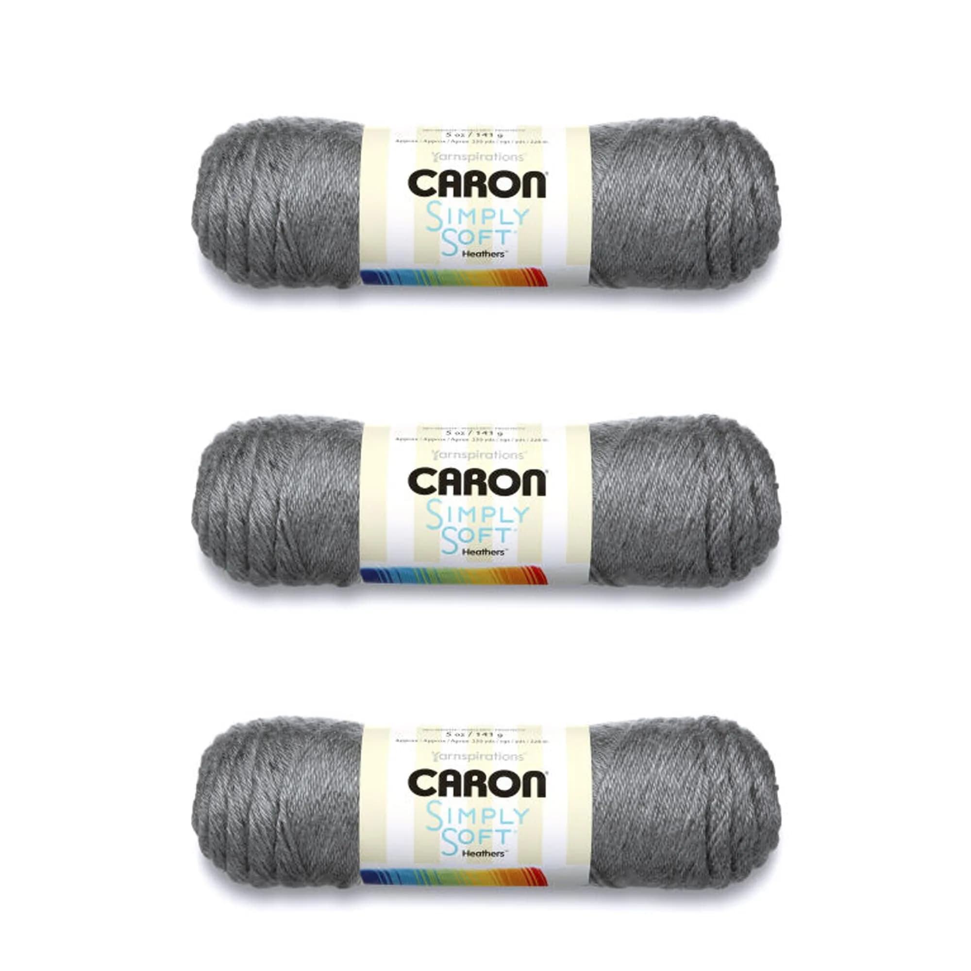 Caron Simply Soft Tweeds Yarn Off White 3-Pack | 100% Acrylic Worsted Weight for Crochet & Knitting — Heather Gray
