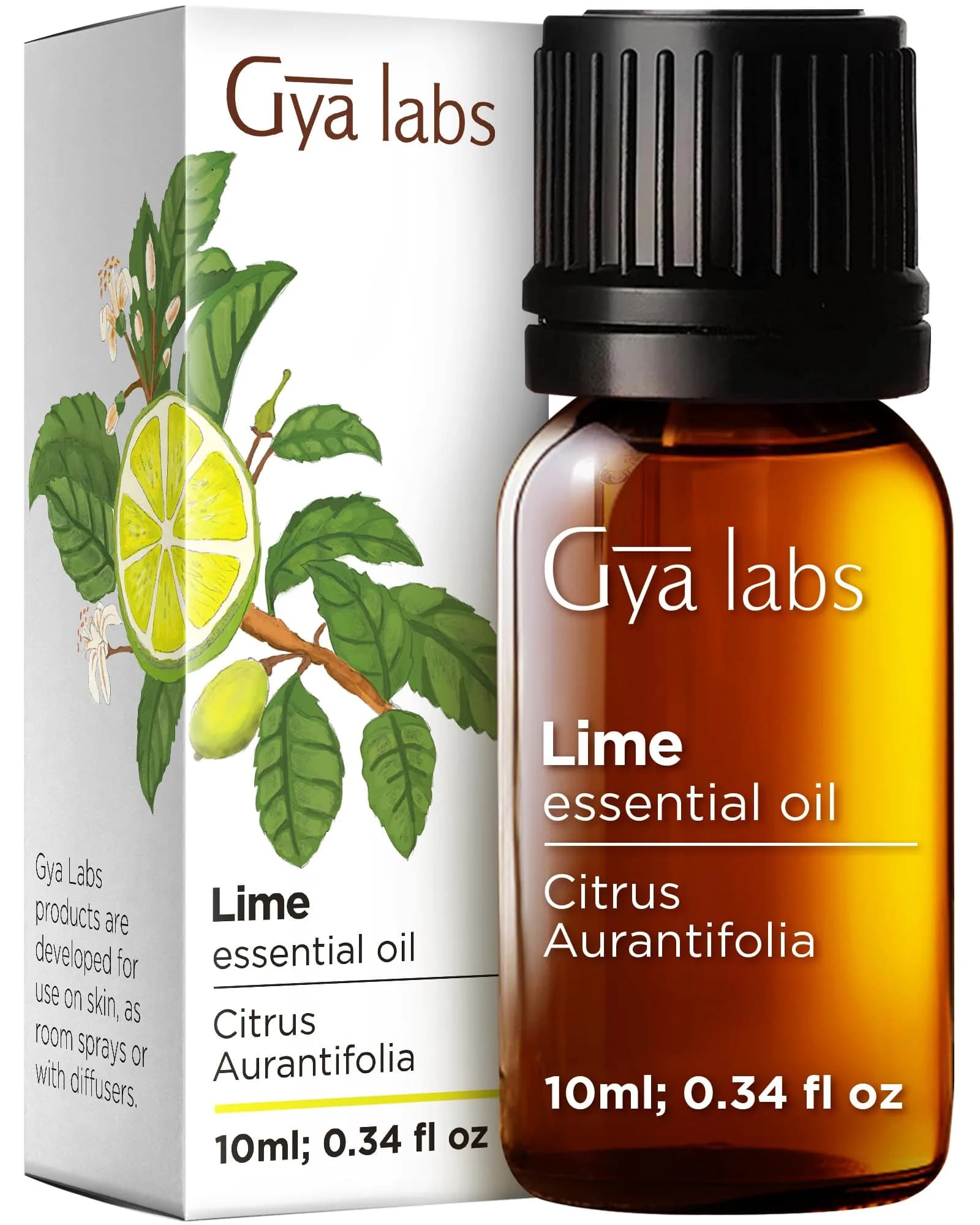 Gya Labs 100% Pure Lime Essential Oil for Skin, Hair & Candle Making Scent | Aromatherapy Grade 10ml (0.34 Fl Oz)