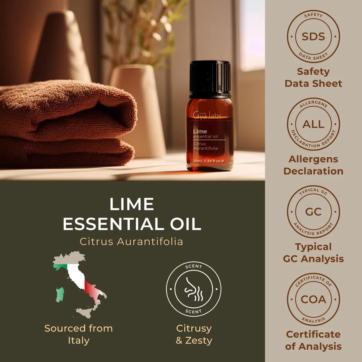 Gya Labs 100% Pure Lime Essential Oil for Skin, Hair & Candle Making Scent | Aromatherapy Grade 10ml (0.34 Fl Oz) thumbnail 6