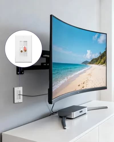 VCE Single Gang Brush Wall Plate Cable Pass Through White, 5-Pack | Routes HDMI, Coax, Speaker, Network Cables, behind Wall Mount TV thumbnail 2