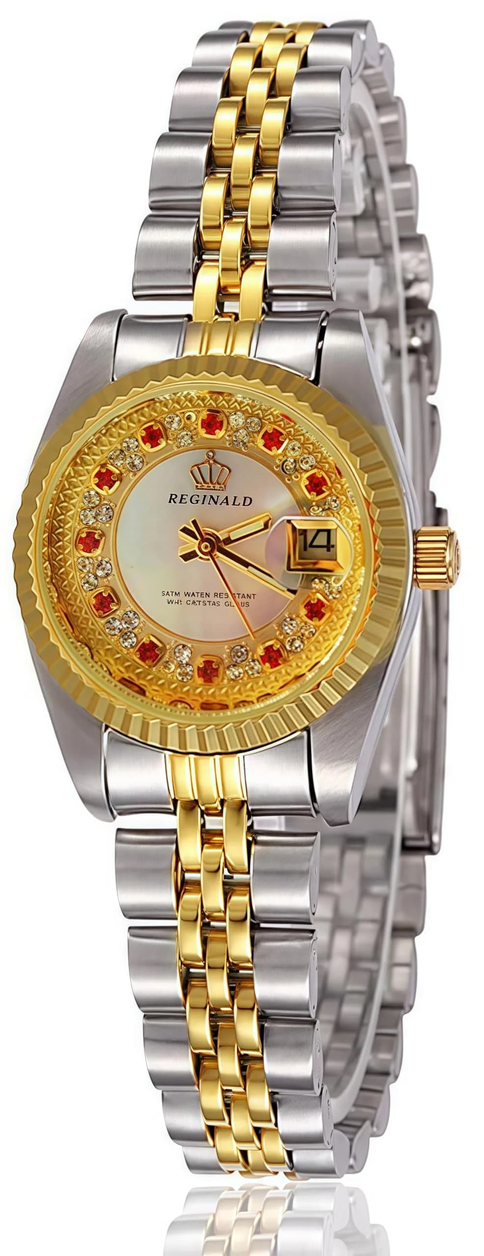 MASTOP Women's Silver & Gold Two Tone Stainless Steel Dress Watch | Luminous Analog Quartz 26mm — Silver