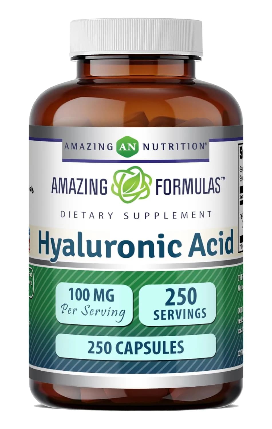 Amazing Nutrition Hyaluronic Acid 100 Mg Supplement | Capsules | Gluten-Free | Made in USA (250)