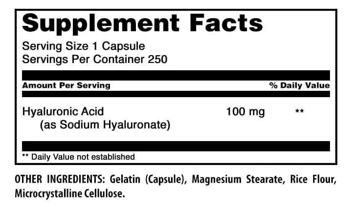 Amazing Nutrition Hyaluronic Acid 100 Mg Supplement | Capsules | Gluten-Free | Made in USA (250) thumbnail 3