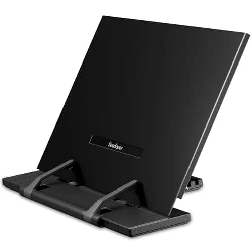 READAEER Metal Book Stand for Desk Portable Document Holder with 7 Adjustable Angles | Compact & Sturdy thumbnail 1