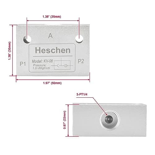 Heschen Pneumatic Shuttle Valve KV-08 PT1/4 Aluminum Alloy | Efficient Air Control thumbnail 2