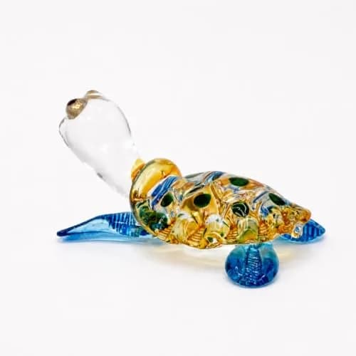 M Audomsak Hand Blown Art Glass Sea Turtle Figurine | Vibrant Coastal Decor, Unique Handmade Gift (2 in, 5.1 cm) thumbnail 5