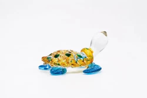 M Audomsak Hand Blown Art Glass Sea Turtle Figurine | Vibrant Coastal Decor, Unique Handmade Gift (2 in, 5.1 cm) thumbnail 8