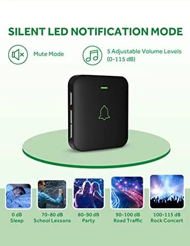AVANTEK Wireless Doorbell CB-11 | 1000 ft Range, 1 Button + 1 Receiver, 52 Melodies, Waterproof thumbnail 7