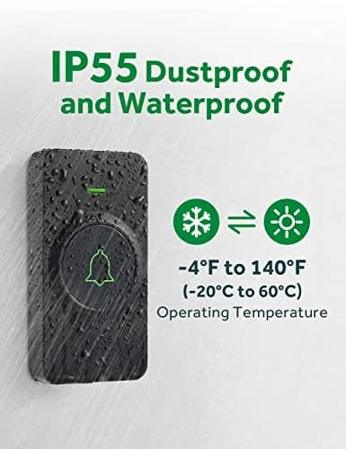 AVANTEK Wireless Doorbell CB-11 | 1000 ft Range, 1 Button + 1 Receiver, 52 Melodies, Waterproof thumbnail 3