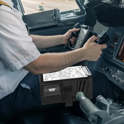 Performore Pilot Kneeboard with Clipboard & Knee Strap - Black, 11.5" x 8.5" | Organize Approach Plates & Checklists thumbnail 7