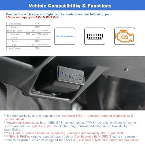 Veepeak OBDCheck BLE+ Bluetooth OBD II Scanner for iOS & Android | Car Check Engine Code Reader Wireless Diagnostic Tool thumbnail 5