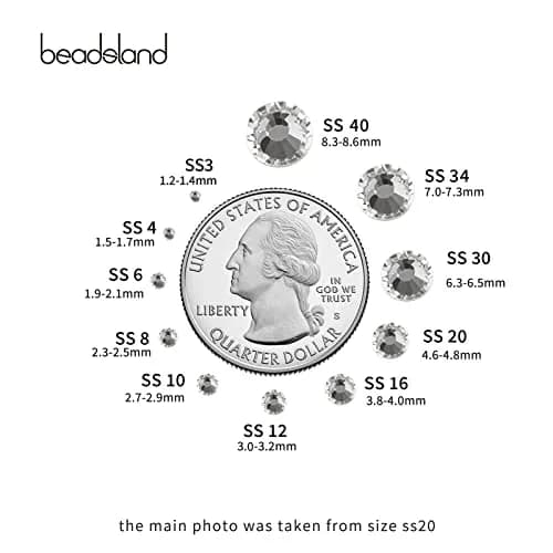 BEADSLAND Flat Back Rhinestones SS8 (1440pcs, 2.3-2.5mm) | Glass Crystal Gems for Nail Art & Crafts thumbnail 3
