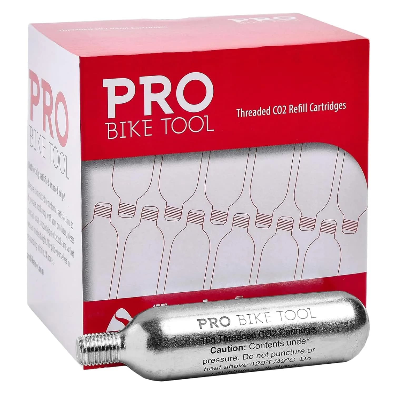 PRO BIKE TOOL 16g Threaded CO2 Cartridges (12-Pack, 6.77 oz / 192 g) | Fast Inflation for Road, MTB, Gravel Bikes — 16g Threaded