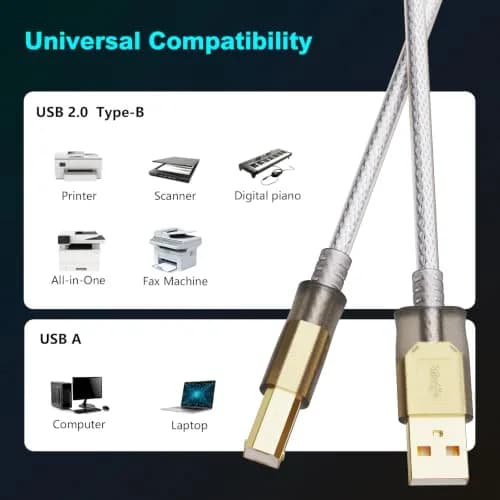 Jelly Tang USB 2.0 Printer Cable 1.5m (5 Ft) | High-Speed Data Transfer for Printers and Scanners thumbnail 3