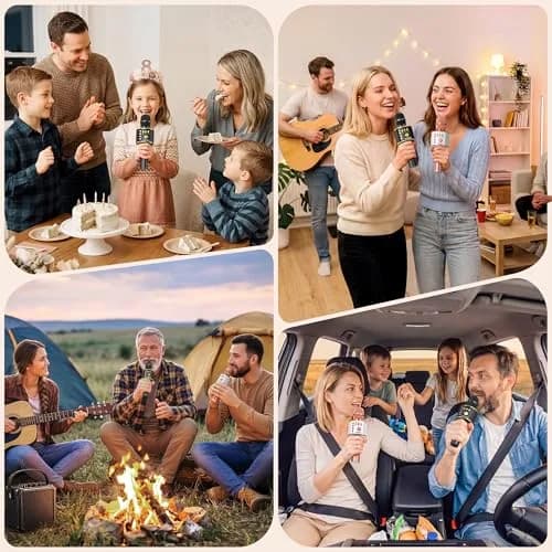 BONAOK Bluetooth Karaoke Microphone Q37 Black Gold | Wireless Handheld Mic with Speaker & Echo thumbnail 7