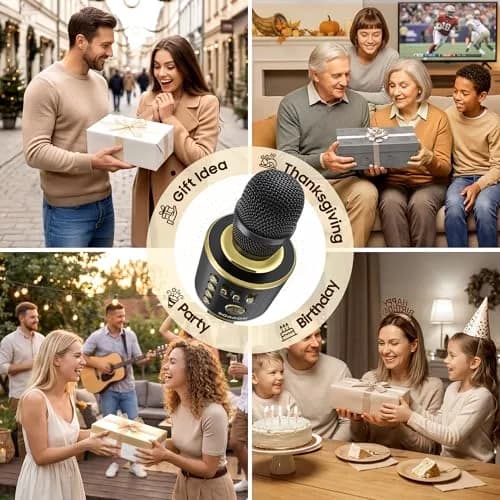 BONAOK Bluetooth Karaoke Microphone Q37 Black Gold | Wireless Handheld Mic with Speaker & Echo thumbnail 9