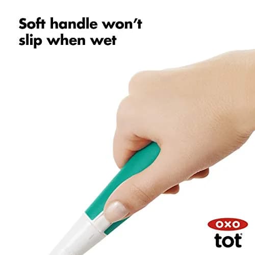 OXO Tot Bottle Brush with Nipple Cleaner and Stand, Teal | Flexible Neck for Contoured Bottles thumbnail 6