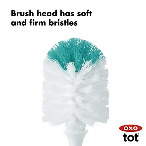OXO Tot Bottle Brush with Nipple Cleaner and Stand, Teal | Flexible Neck for Contoured Bottles thumbnail 7