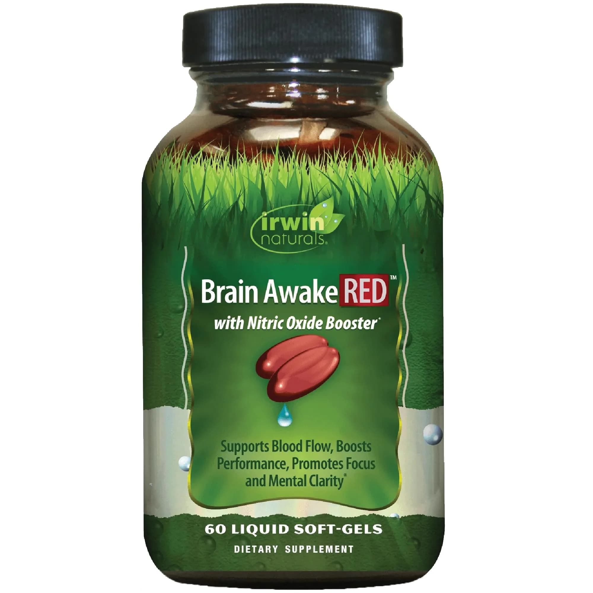 Irwin Naturals Brain Awake RED Focus & Mental Clarity Support | 60 Softgels - main product image