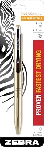 Zebra SARASA Grand Gel Pen 0.7mm | Gold Brass Finish, Smear-Resistant, Refillable, 1-Pack (70-120c) thumbnail 1