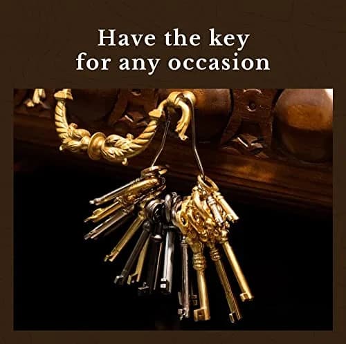 UNIQANTIQ HARDWARE SUPPLY Hand Aged Solid Brass Skeleton Key 3-1/4" Antique Brass thumbnail 7