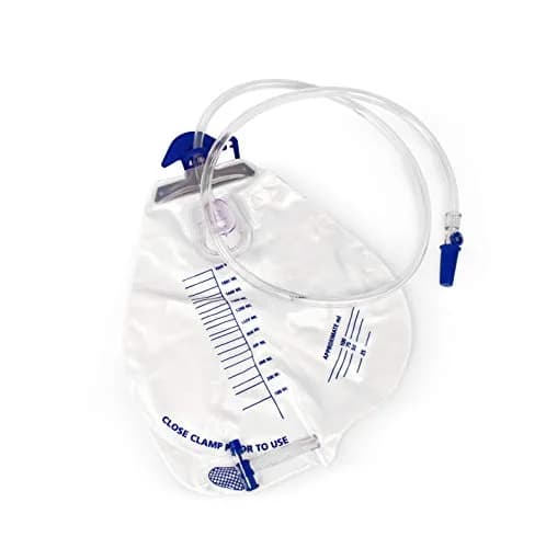 BodyHealt Urinary Drainage Bag with Anti-Reflux Chamber, 2000 mL Vinyl with 48" Drainage | Leak-Resistant, Odor Containment, 2 Pack thumbnail 1