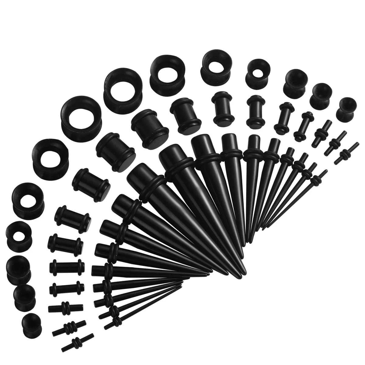 JDXN Ear Stretching Kit 14G to 00G - 50 Pieces Acrylic Tapers Silicone Tunnels Plugs Gauges Expander Set for Ear Piercing Jewelry