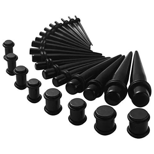 JDXN Ear Stretching Kit 14G to 00G - 50 Pieces Acrylic Tapers Silicone Tunnels Plugs Gauges Expander Set for Ear Piercing Jewelry thumbnail 2