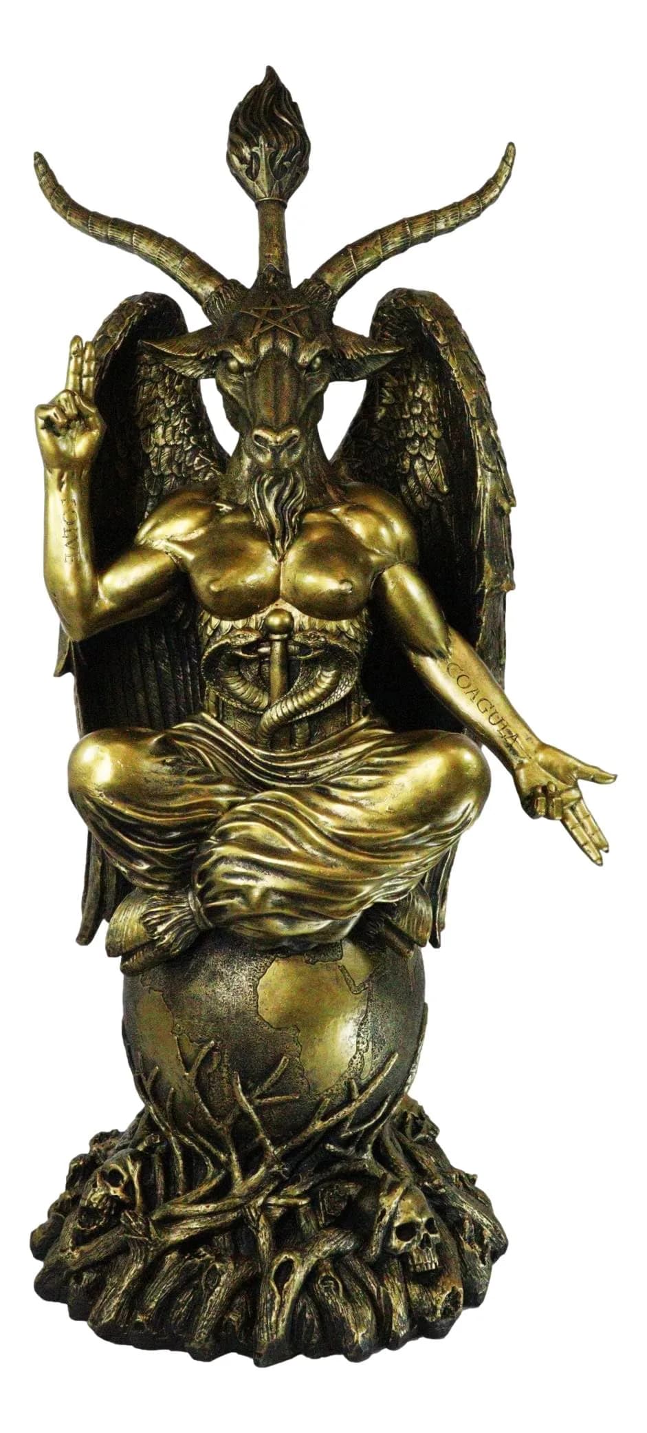 Ebros Gift Sabbatic Goat Baphomet Statue 23.5 cm (9.25" Tall) Bronze Patina | Alchemical Process Idol Figurine — 3 Feet Tall Faux Gold