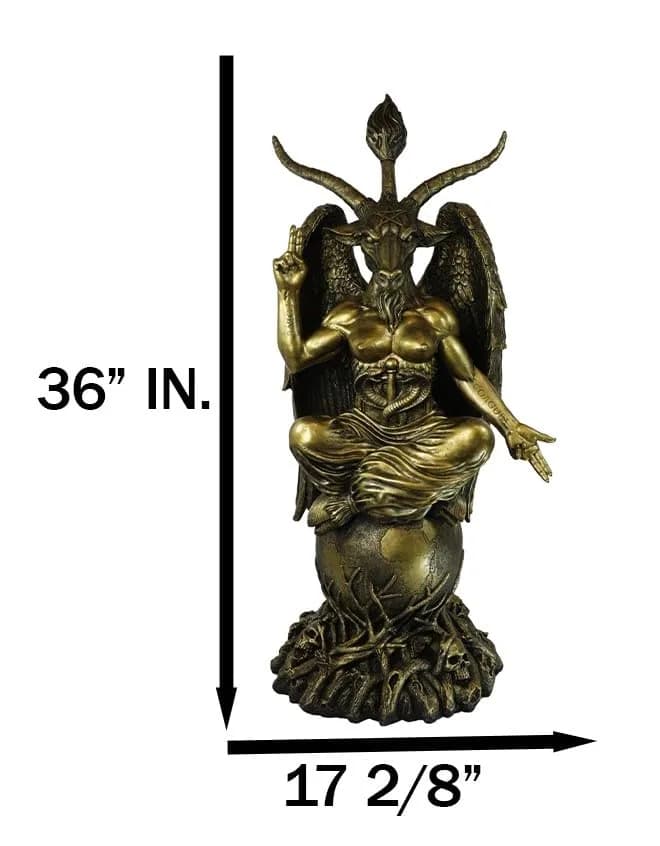 Ebros Gift 35" Oversized Baphomet Statue Gold Tone Resin Sculpture | Classic Religious Idol thumbnail 9