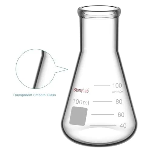 stonylab 100 ml Narrow Mouth Erlenmeyer Glass Flask | Heavy Duty Rim, Borosilicate thumbnail 4