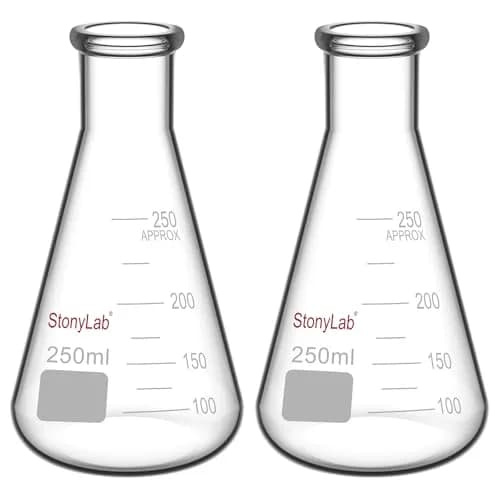stonylab Glass Erlenmeyer Flask 250ml Heavy Wall Narrow Mouth | Borosilicate Lab Flask thumbnail 1