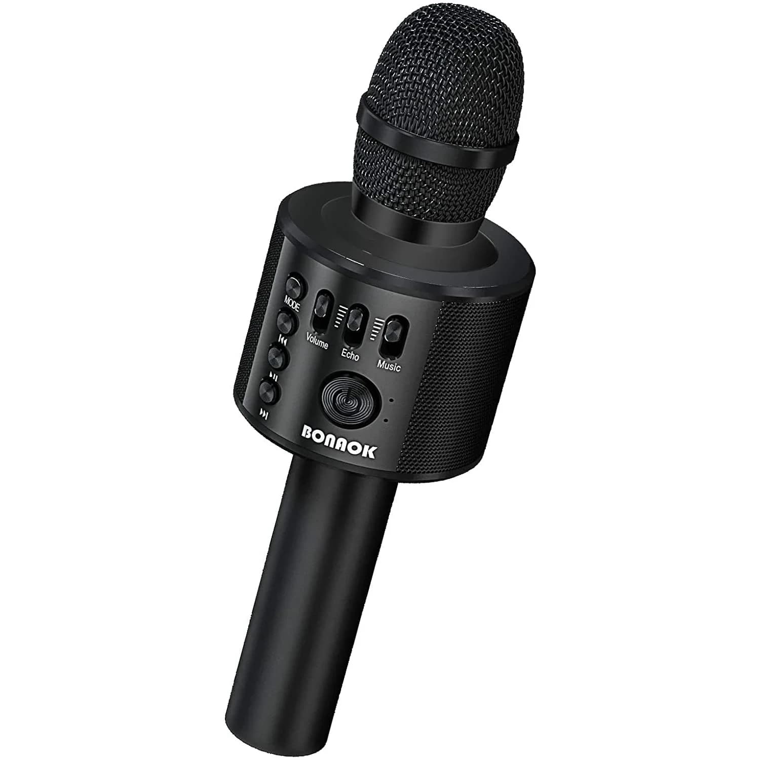 BONAOK Wireless Bluetooth Karaoke Microphone Q37 Black | Portable Handheld Mic Speaker for Smartphones & Parties